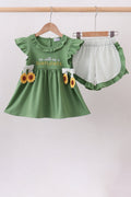 Green Sunflower Applique Ruffle Shorts Set