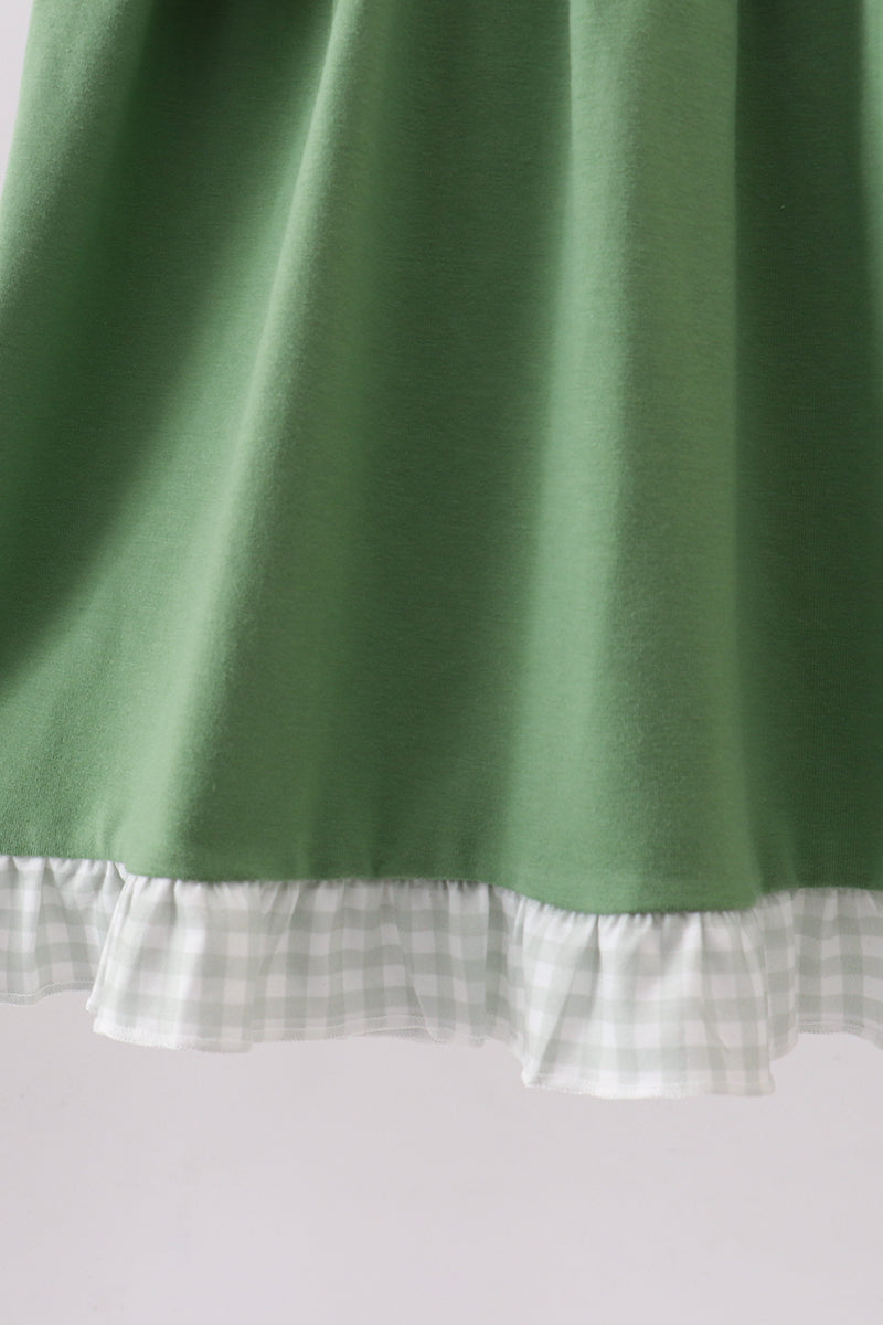 Green Sunflower Applique Ruffle Dress