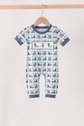 Blue mallard duck embroidery romper