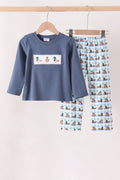Blue mallard duck embroidery pants set