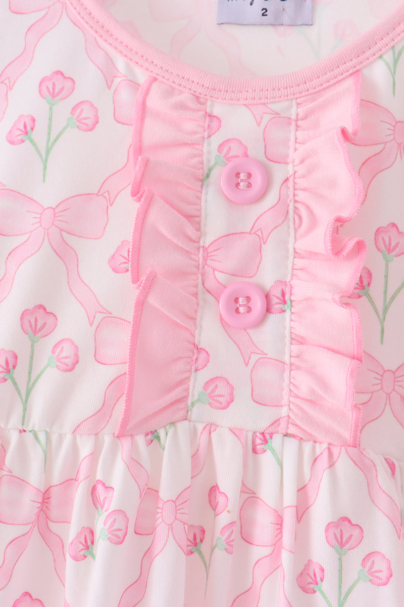 Pink floral ruffle pants set