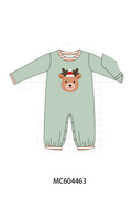 Sage Reindeer Applique Romper