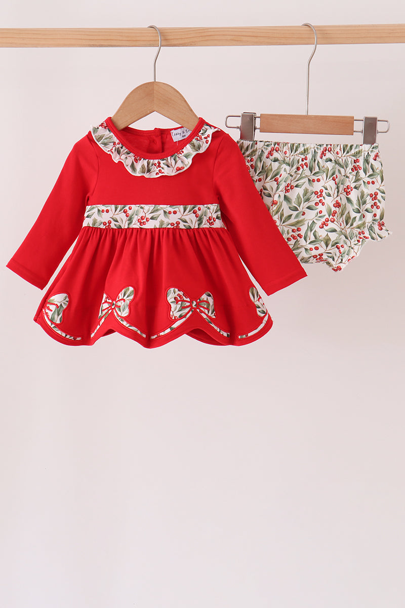 Red Bow Ruffle Bloomer Set