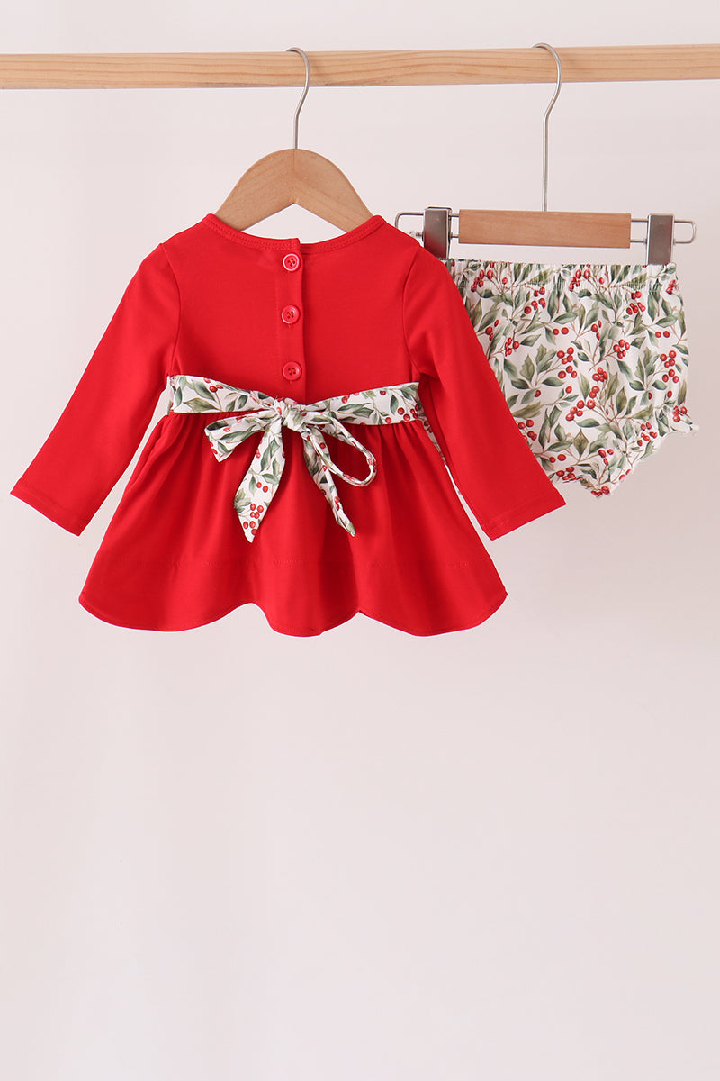 Red Bow Ruffle Bloomer Set