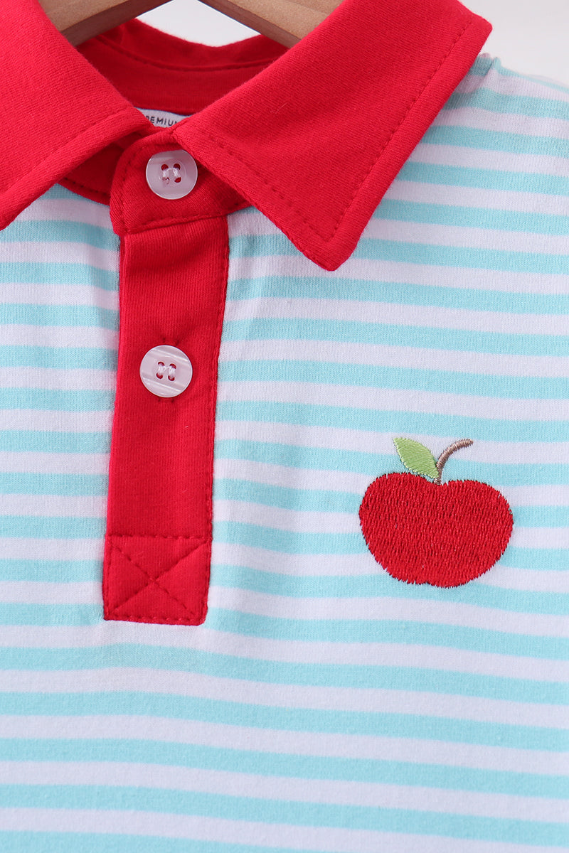 Bow Collar Apple Embroidery Dress