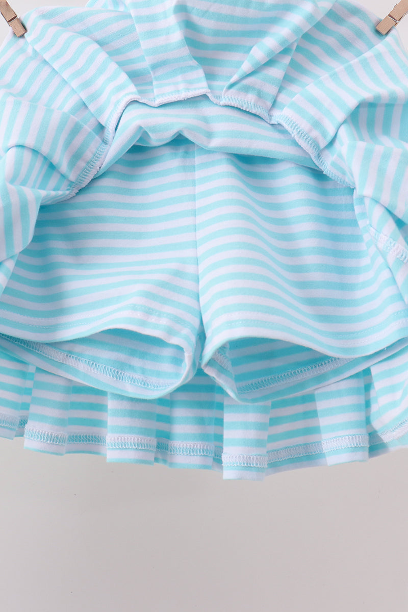 Yellow Apple Embroidery Skorts Set