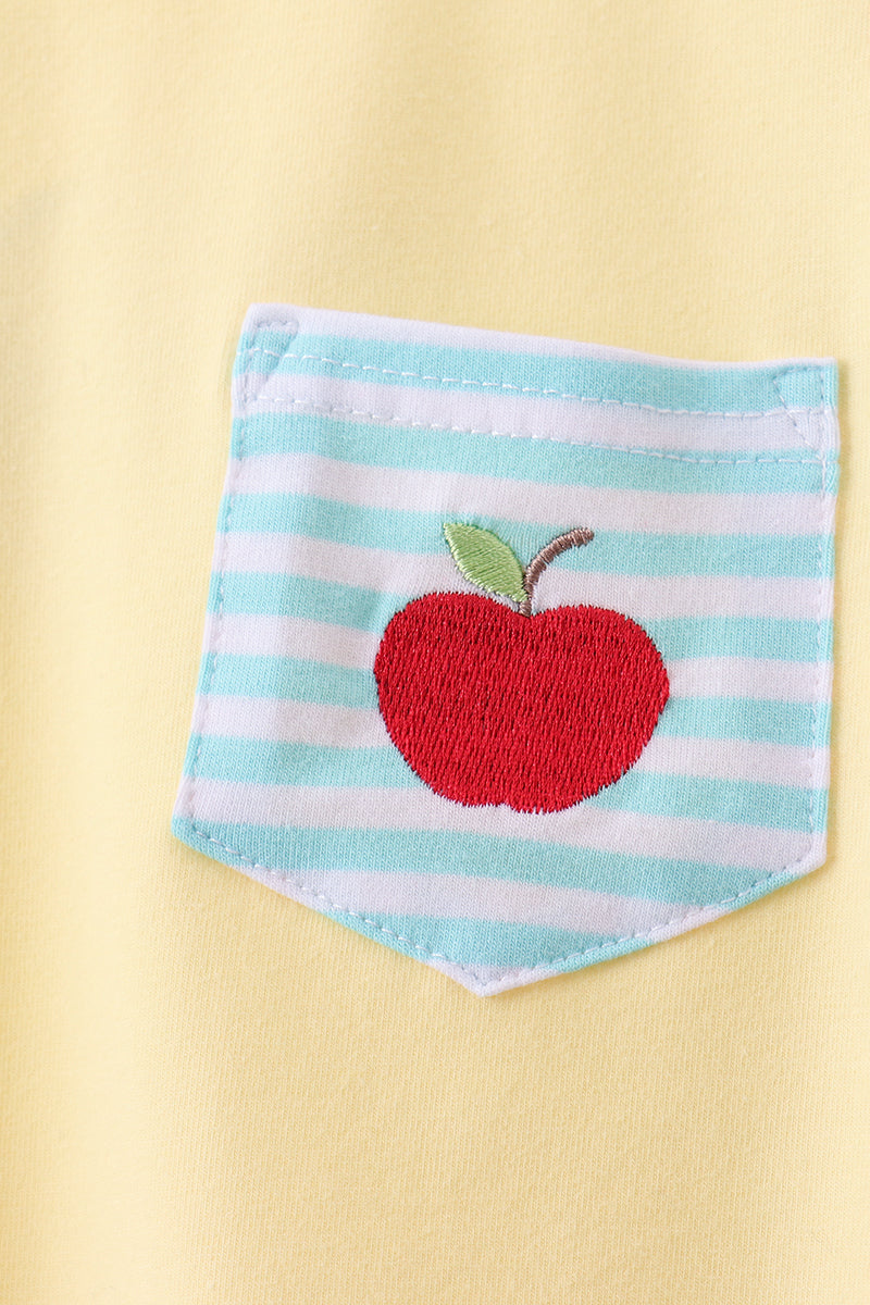 Yellow Apple Embroidery Pocket Set