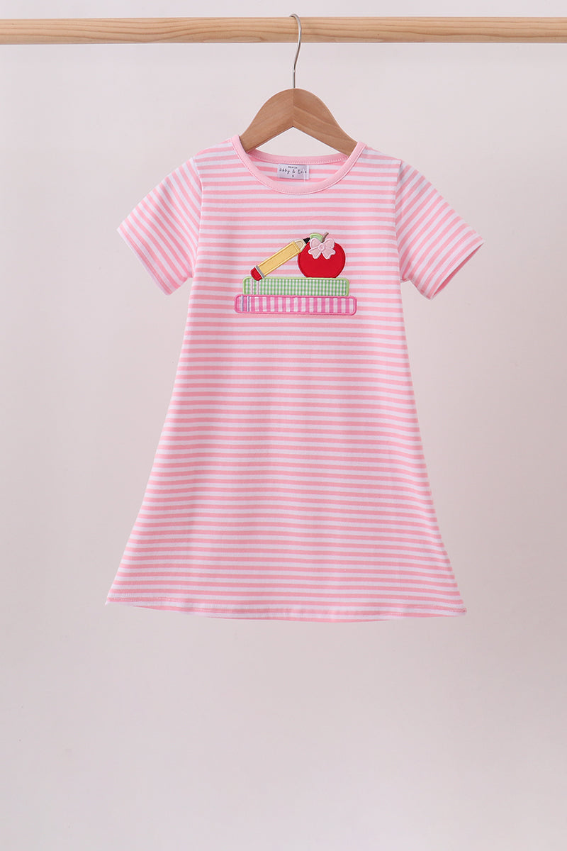 Pink Apple Pencil Embroidery Dress