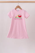 Pink Apple Pencil Embroidery Dress