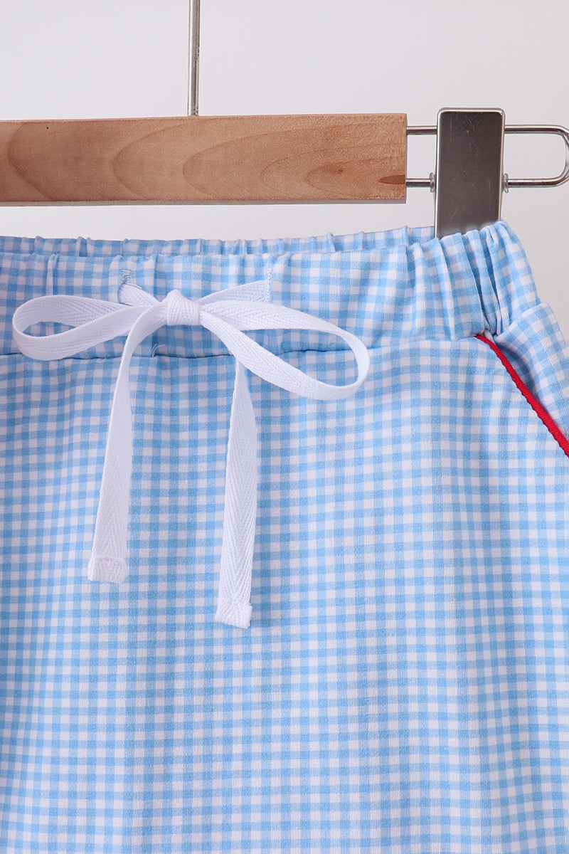 Blue Apple Applique Skorts Set