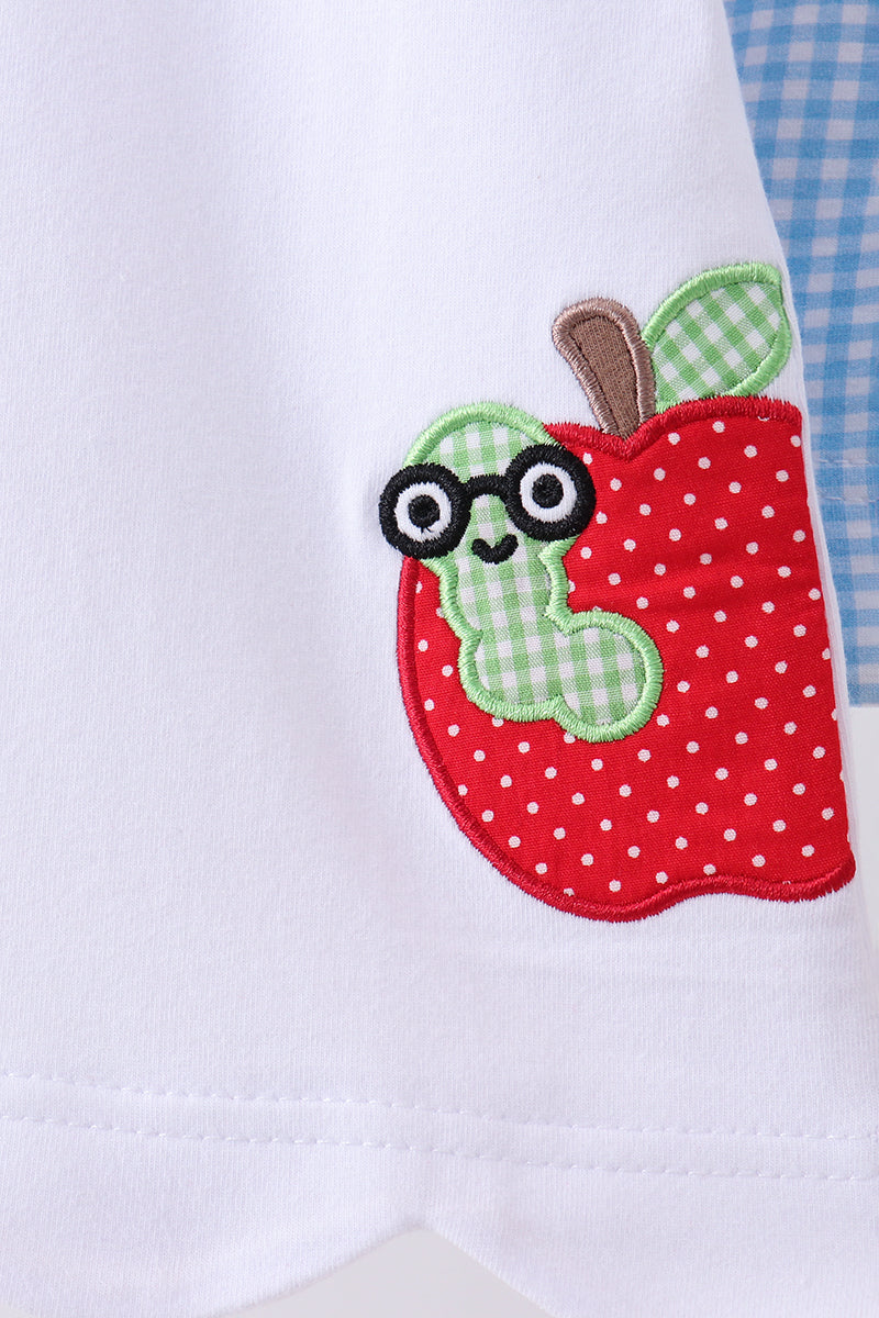 Blue Apple Applique Skorts Set