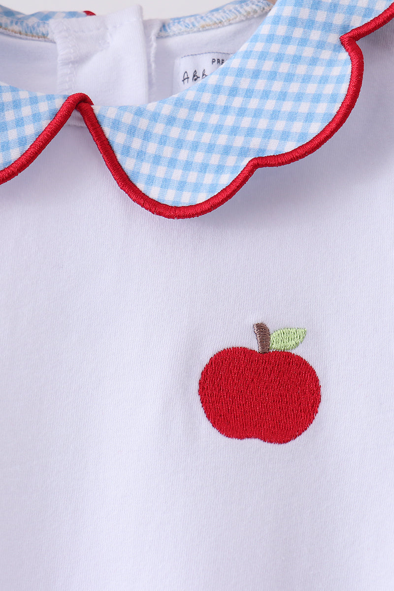 Blue Scalloped Apple Bow Skorts Set