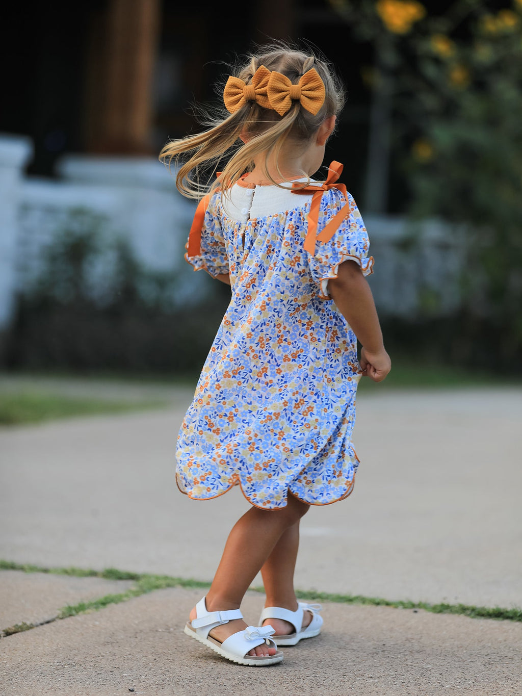 Fall Floral Smocked Girls Dress