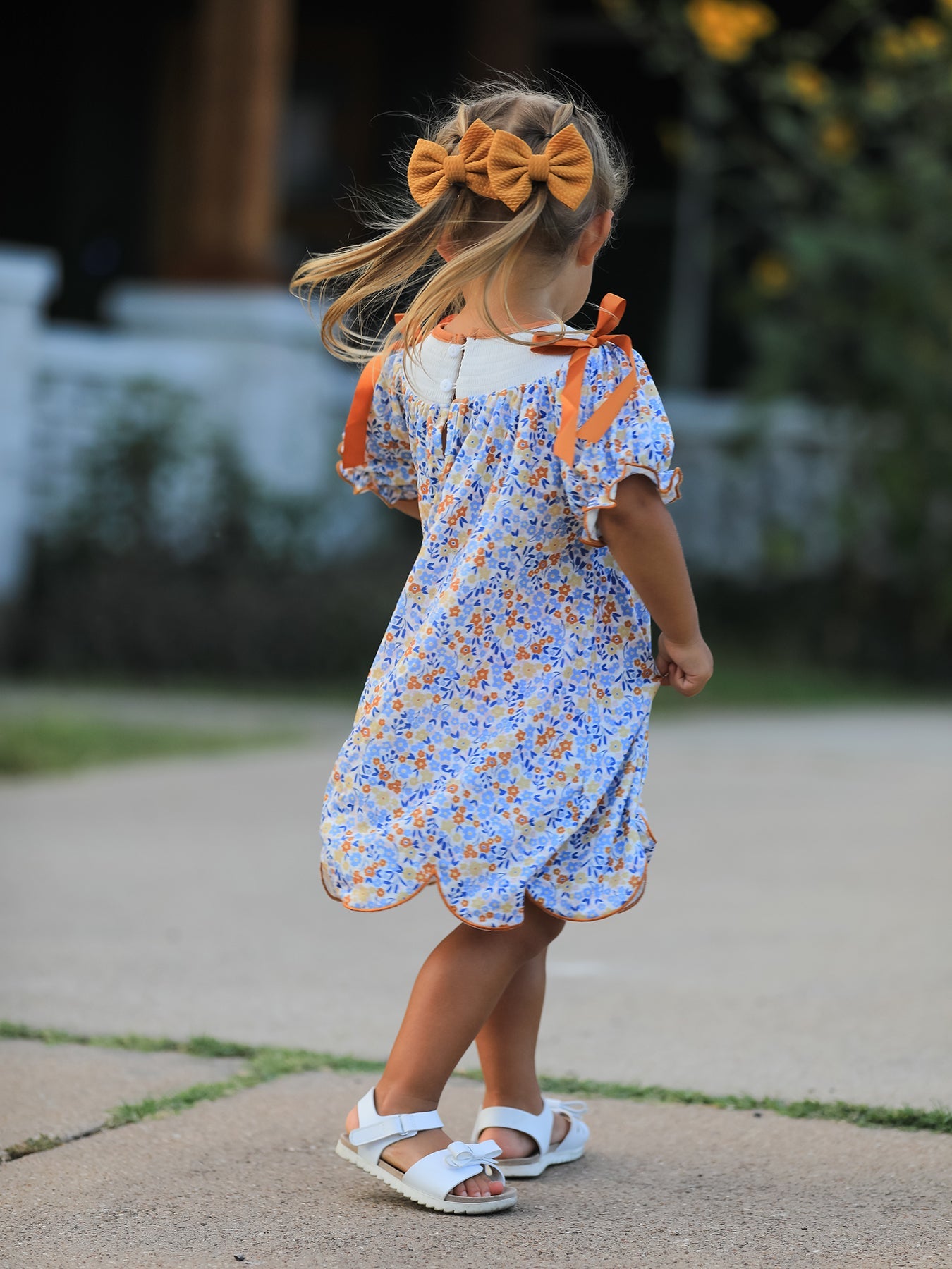 Fall Floral Smocked Girls Dress