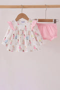 Pink all day adventure ruffle bloomer set