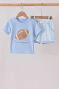 Blue Football Applique Shorts Set