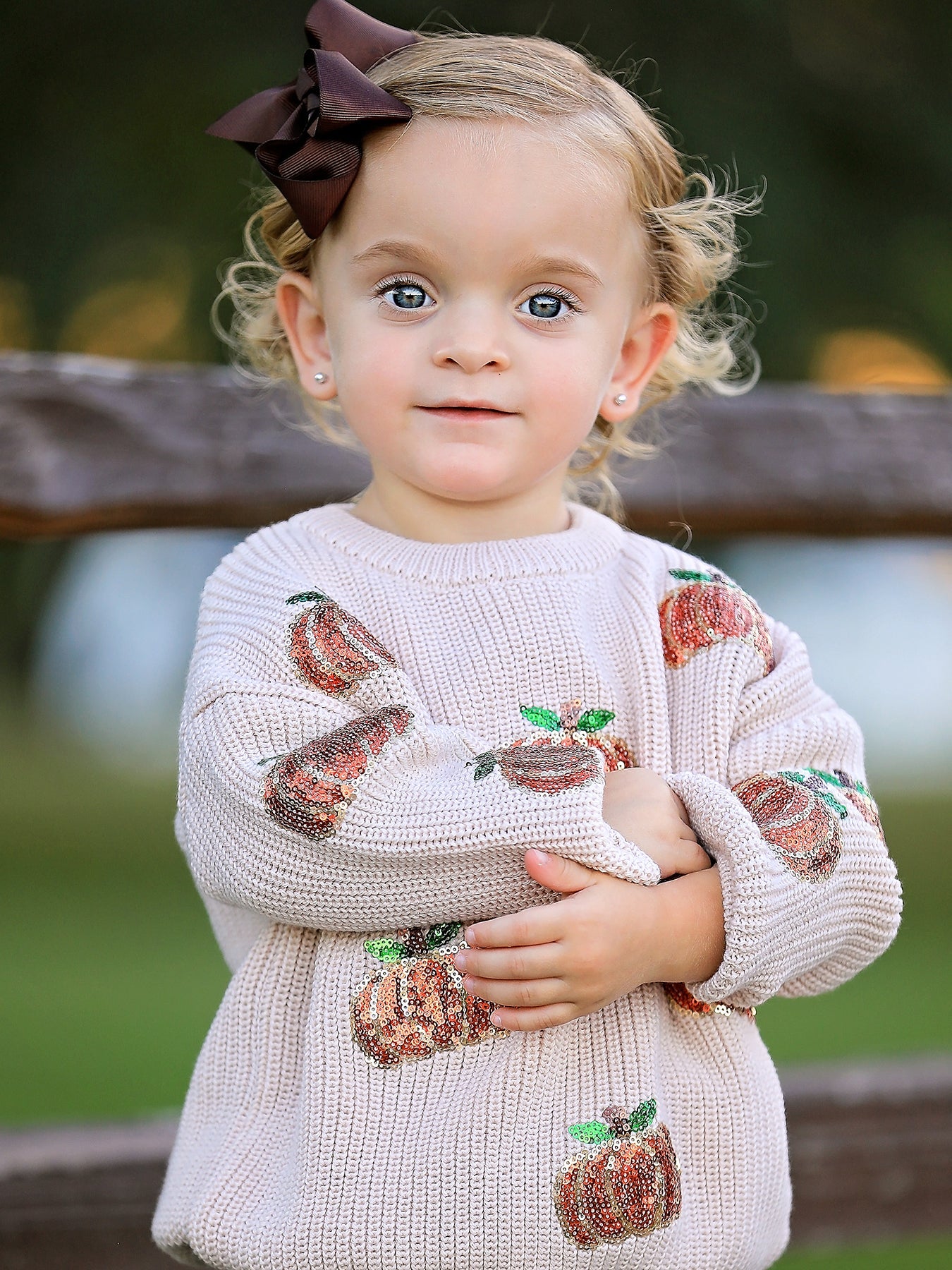 Thanksgiving Pumpkin Sequin Sweater – Beige, Perfect for Fall
