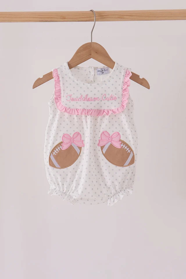 Pink Football Applique Ruffle Bubble